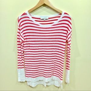 Ann Taylor LOFT coral striped sweater blouse top like new